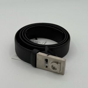 Black Leather Belt with Silver Buckle
